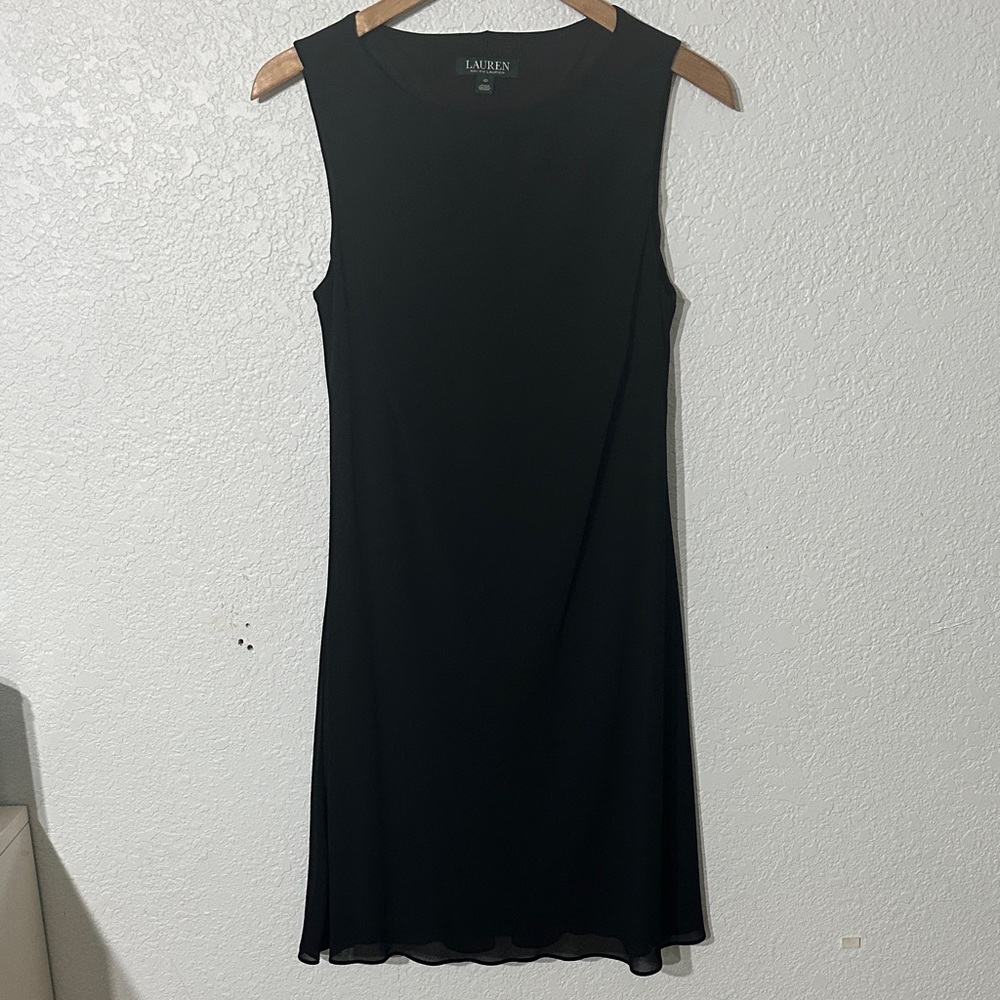 Ralph Lauren Black Dress Sleeveless‎ Chiffon Summer lightweight Dress size 10